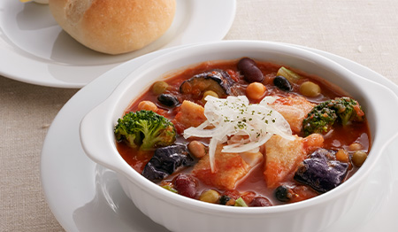 野菜とお豆がたっぷりグリルチキンのトマトスープセット(ライス)
