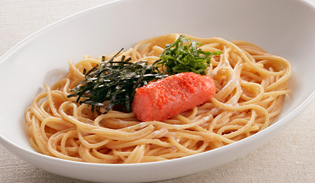 明太子をたっぷり使ったスパゲティ(食卓のやまや明太子使用)